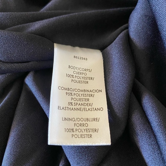 JS COLLECTIONS Navy Blue Mixed Media Soutache Midi Dress Size 12 - Picture 8 of 11